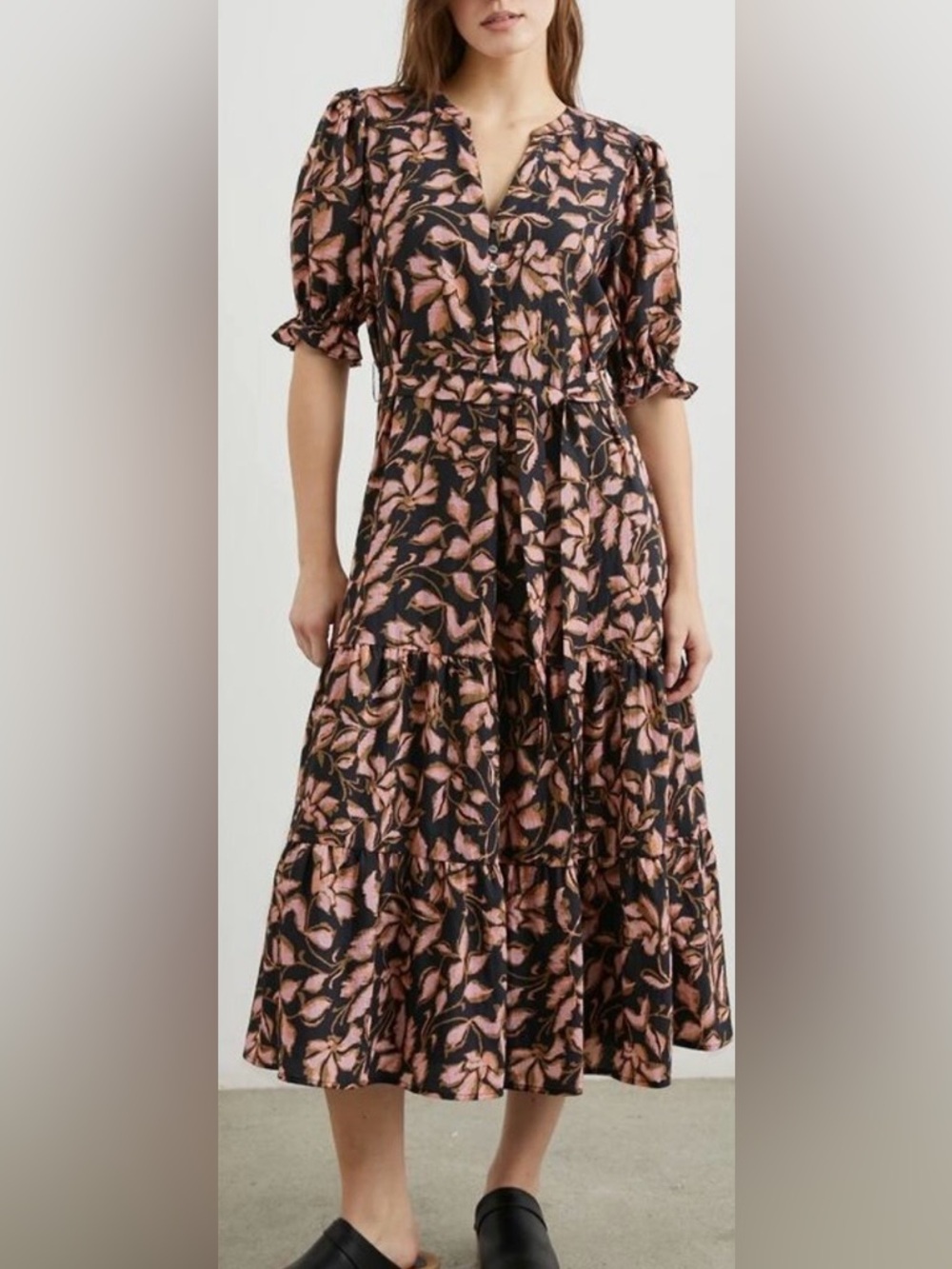 Rails Eliana Jasmine Botanical Tiered Dress Size Large